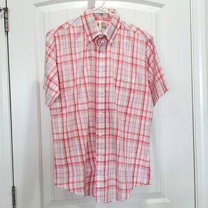 London Fog, Vintage 70s, Mens Plaid Button Down Shirt, Size Medium